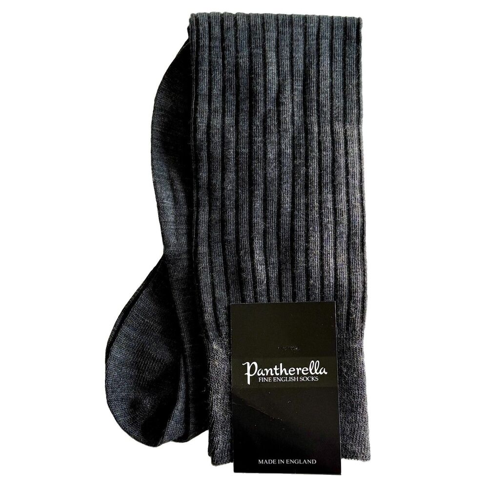 PANTHERELLA Laburnum Dress Socks Men's Sz XL Dark Grey Merino Wool 6796 NWT